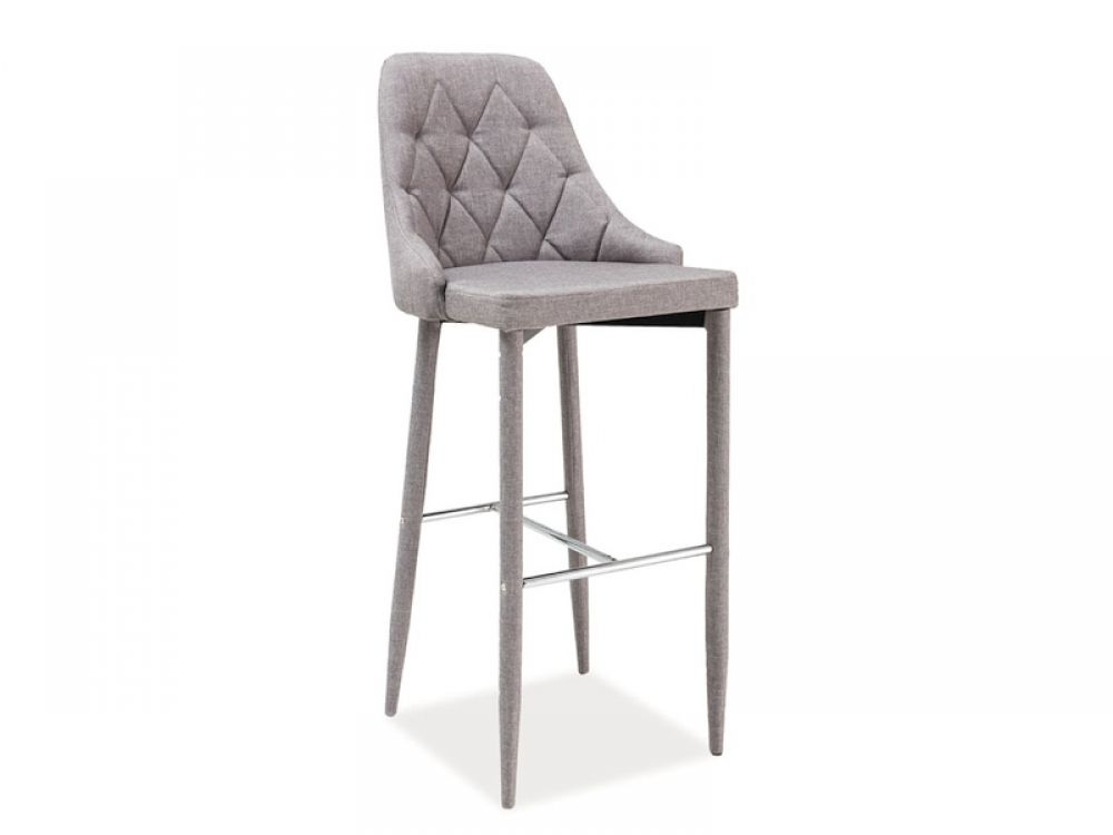 Scaun de bar tapitat cu Stofa Gri cu picioare din Metal Gri H109xL46xA42cm Trix