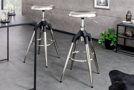 Scaun de bar din Metal Argintiu periat H81xL39cm Industrial