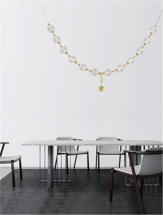 Candelabru structura din Aluminiu Auriu si abajur din Sticla Transparent H200xL51cm IP20 49W 3256lm 3200k BRILLANTE