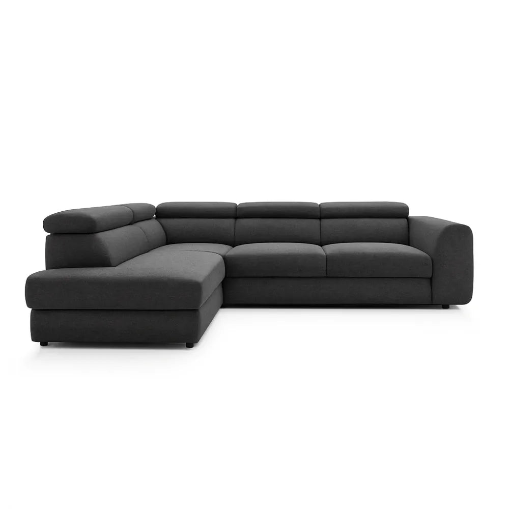 Coltar Extensibil cu spațiu depozitare in formă L Bergamo II catifea Vogue gri inchis