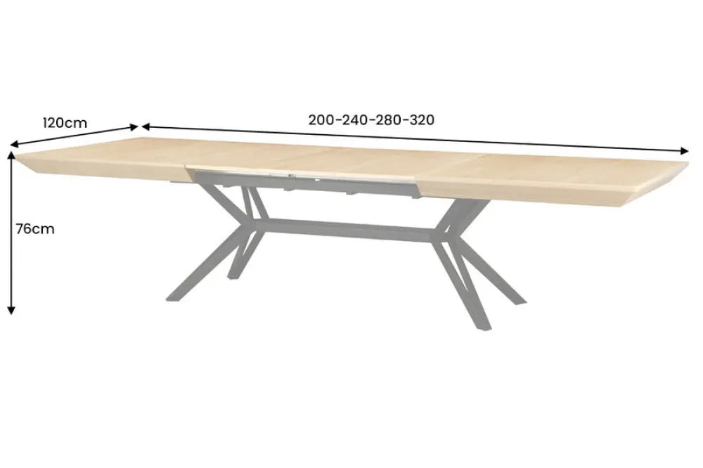 Masa extensibila din MDF/Funir de stejar Maro si Metal Negru L200-320xH76cm GIANT