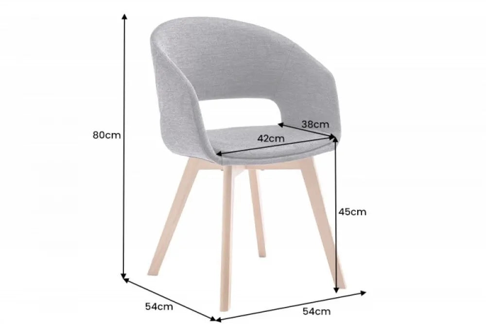 Scaun tapitat cu Microfibra Gri cu picioare din Lemn de fag Negru H80xL54xA54cm Nordic Star