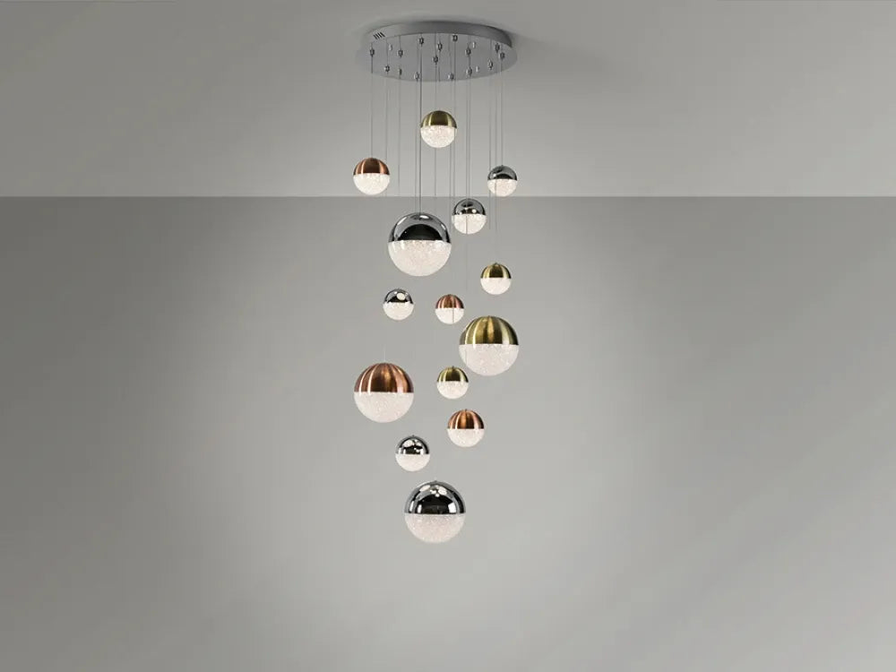 Lustra din Metal Crom si Policarbonat Multicolor 78.60W D60xH500cm Sphere