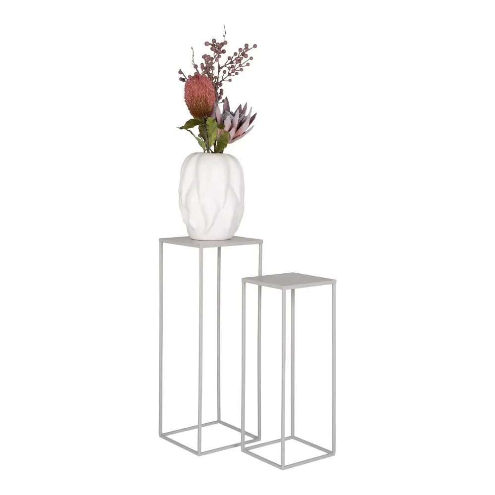 Set 2 masute laterale din Metal Bej H50/60xL19/22cm Beja