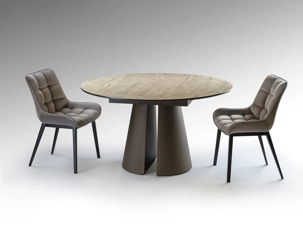 Masa rotunda din Metal/MDF Maro si MDF Bej D138xH77cm Samara