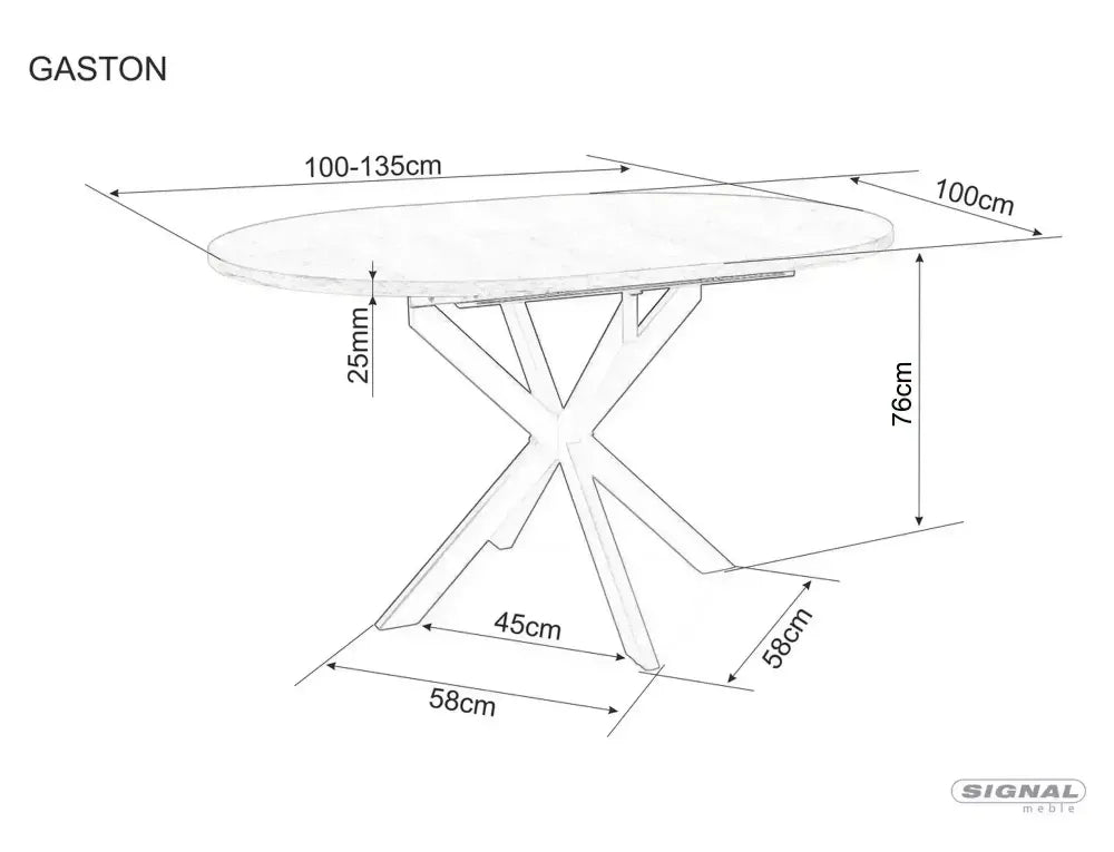 Masa extensibila din Metal Bej si MDF+Ceramica Bej lucios L100-130xH76cm Gaston