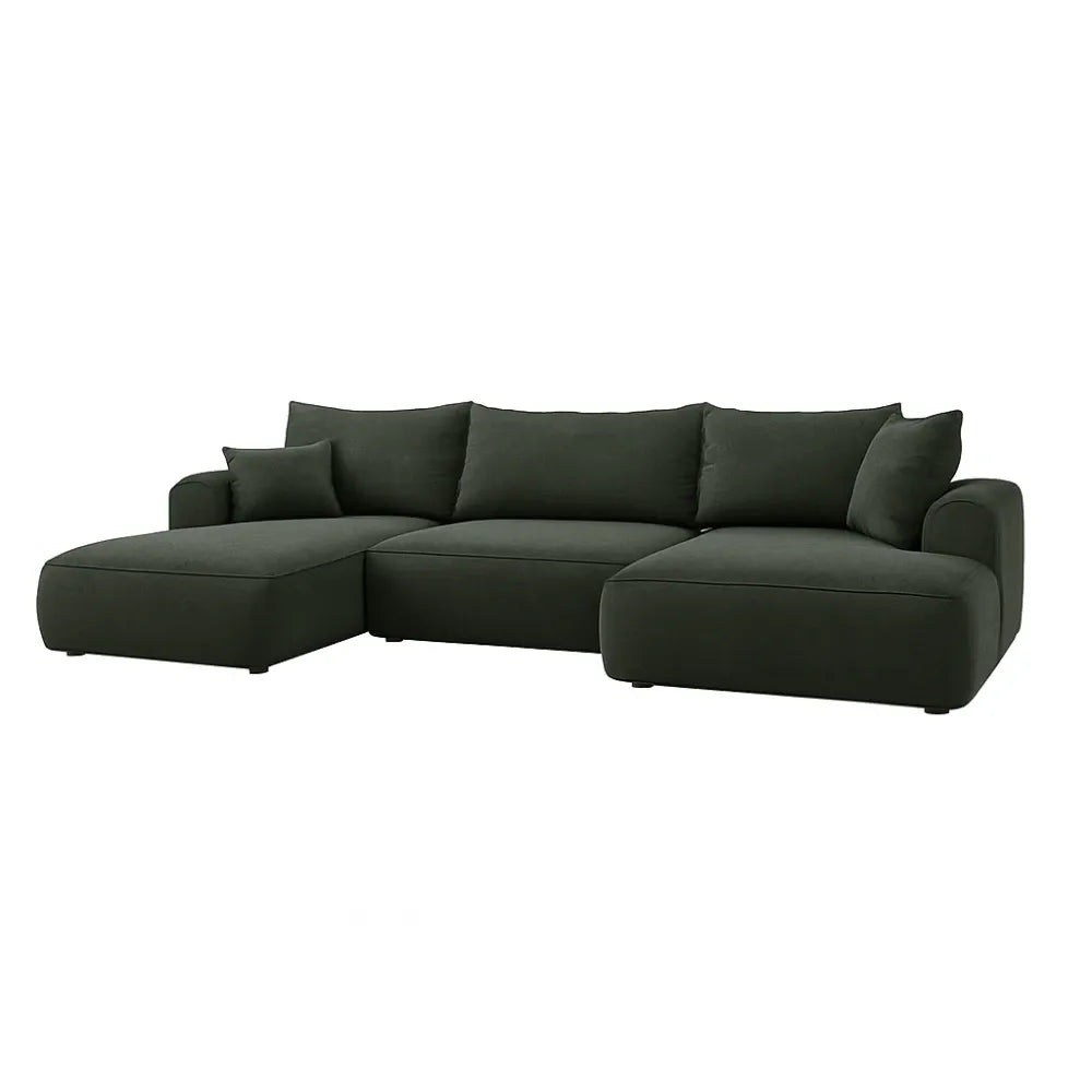 Coltar extensibil catifea vogue verde cu lada depozitare Nubio III 364x159cm