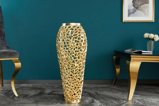 Vaza decorativa din Metal Auriu H64xL26cm Abstract Leaf