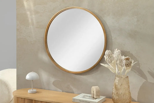 Oglinda cu rama din Metal Auriu D58cm Portrait