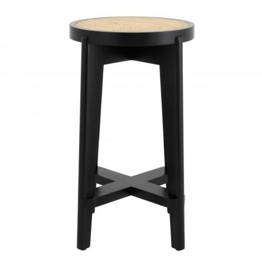 Scaun de insula din Ratan Bej cu picioare din Lemn Negru H67xL44xA44cm Dareau