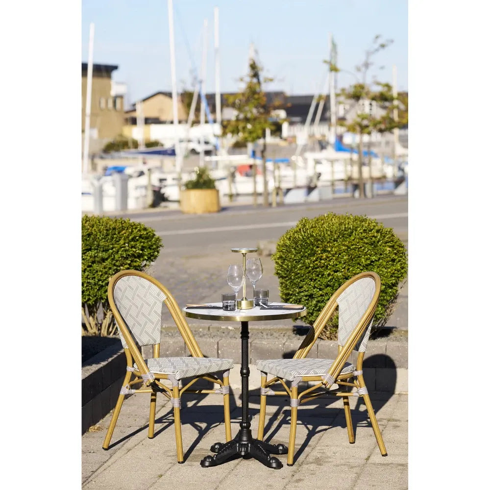 Masa de exterior din Fonta Negru si Placaj Alb D60xH74cm Bistro