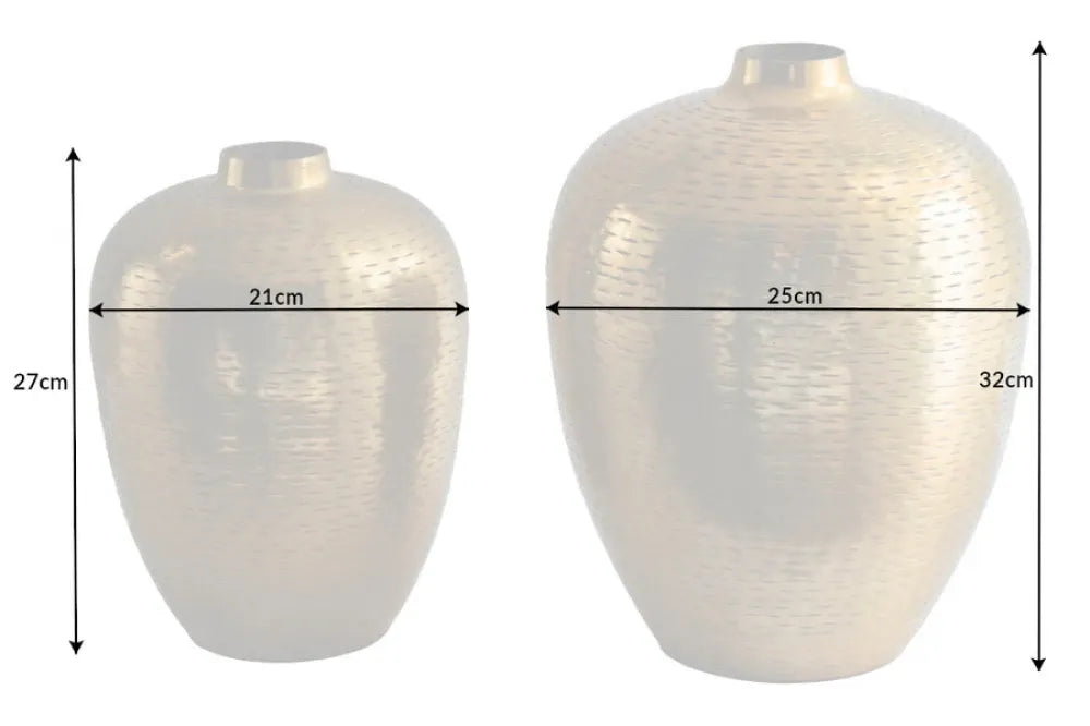 Set 2 vaze decorative din Metal Auriu H27/32xD21/25cm Oriental