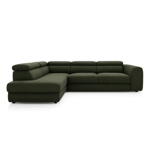Coltar Extensibil cu spațiu depozitare in formă L Bergamo II catifea Vogue verde