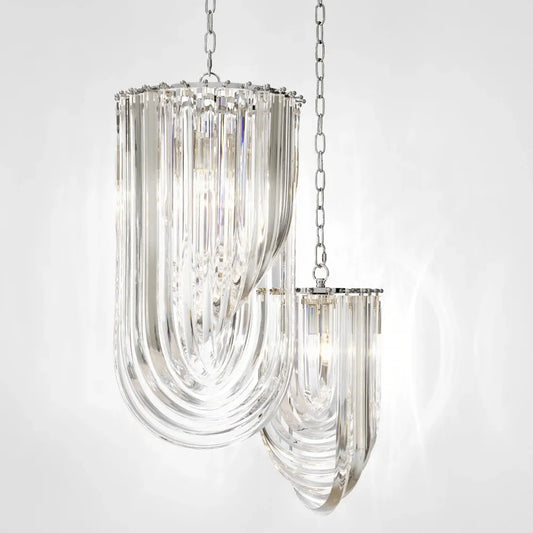 Candelabru din Metal Argintiu si Acrilic Transparent H50xD25cm Murano Eichholtz