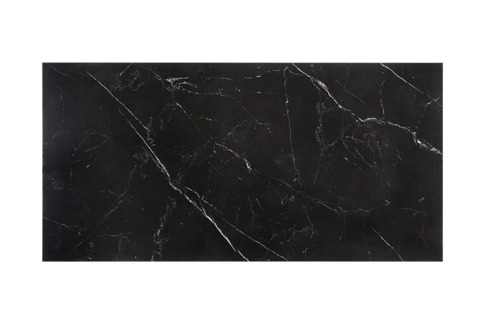 Masa din Piatra sinterizata Negru si Otel inoxidabil Argintiu L180xH75cm Modern barock