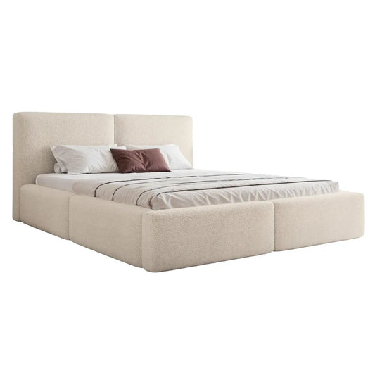 Pat 200 x 200 tapitat cu Stofa boucle Now or never Crem Elara