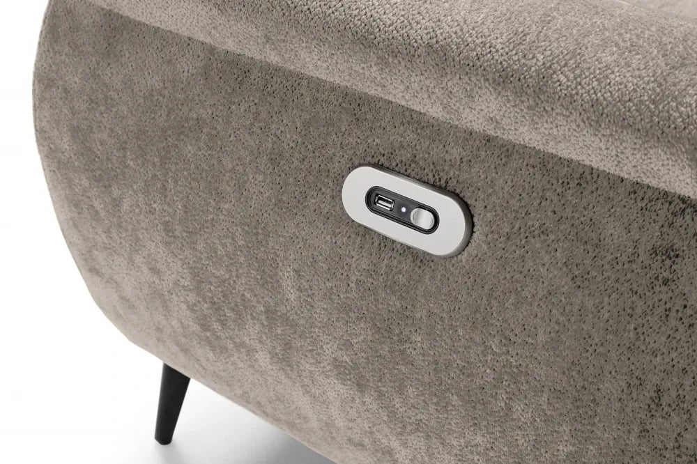 Coltar extensibil electric tapitat cu Chenille Bej cu lada depozitare Genova II