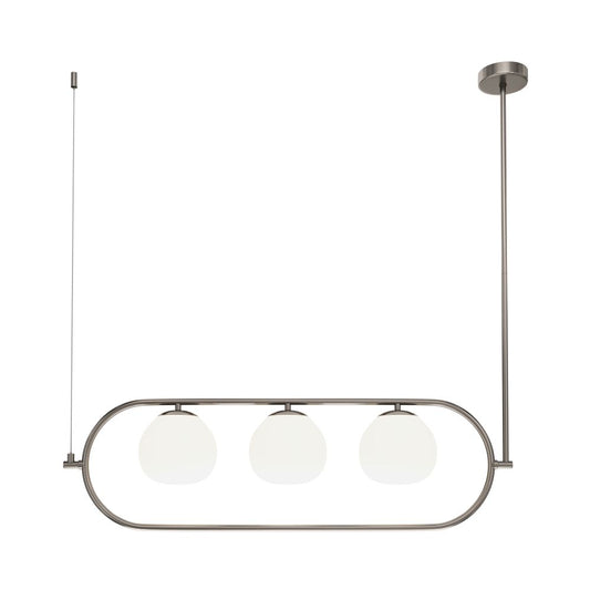 Lustra din Aluminiu si Sticla Argintiu/Alb cu 3 becuri E14 40W L89xH137cm Erich
