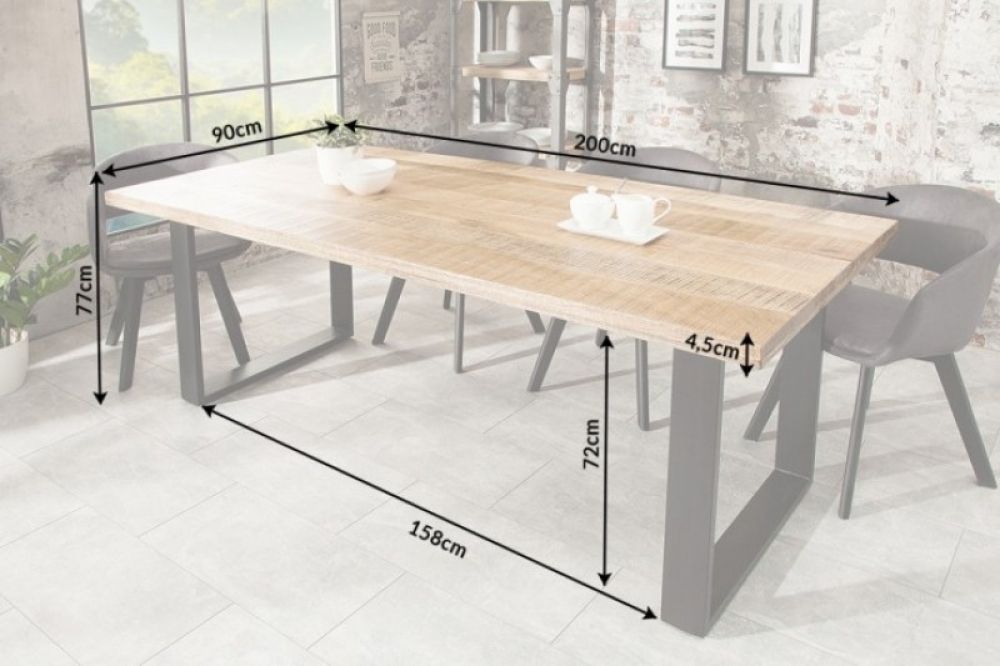 Masa dreptunghiulara din Lemn de mango Maro/Negru de 8 persoane L200x90cm Iron Craft