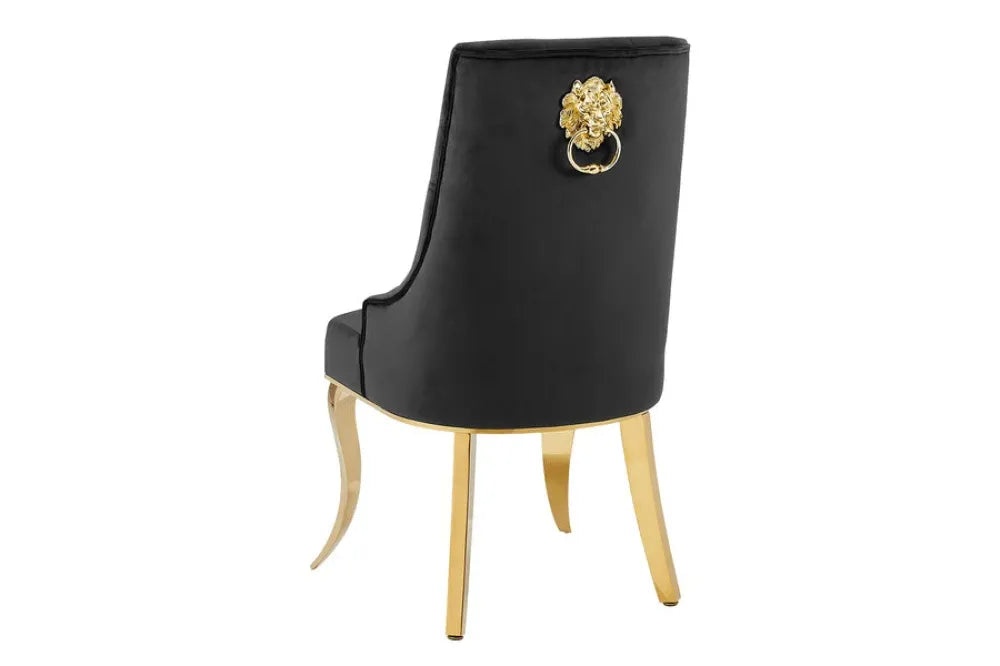 Set 2 scaune tapitat cu Catifea Negru si picioare din Metal Auriu H54xL100xA53cm MODERN BAROCK LION