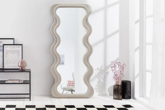 Oglinda cu rama din Poliuretan/MDF Bej H160xL70cm Curvy