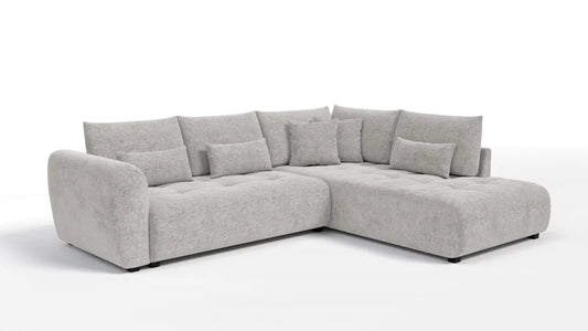 Coltar extensibil in forma de L tapitat cu Chenille Sajma 15 Bej L291x234cm Trezzo