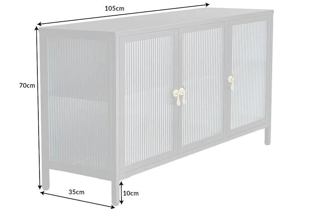 Comoda din Metal Negru si Metal/Sticla securizata Negru/Transparent L105xH70cm AMSTERDAM