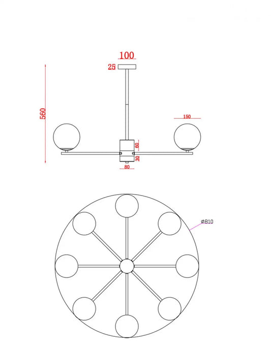 Lustra din Metal si Sticla Alama/Alb H56xD81cm 60W Marble