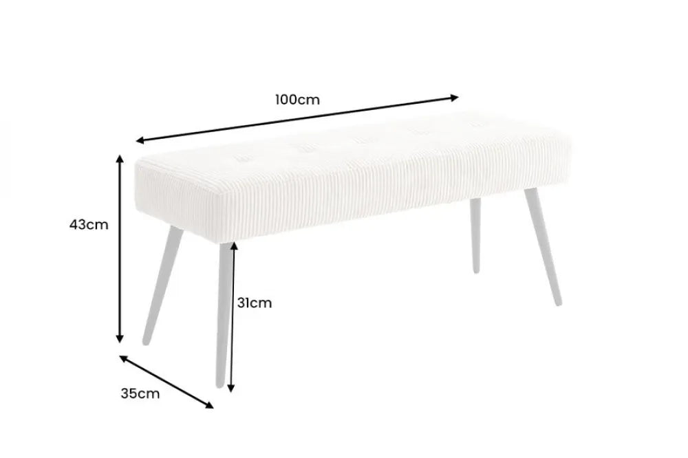 Bancheta din Metal Negru si Catifea raiata Bej H43xL100cm Boutique