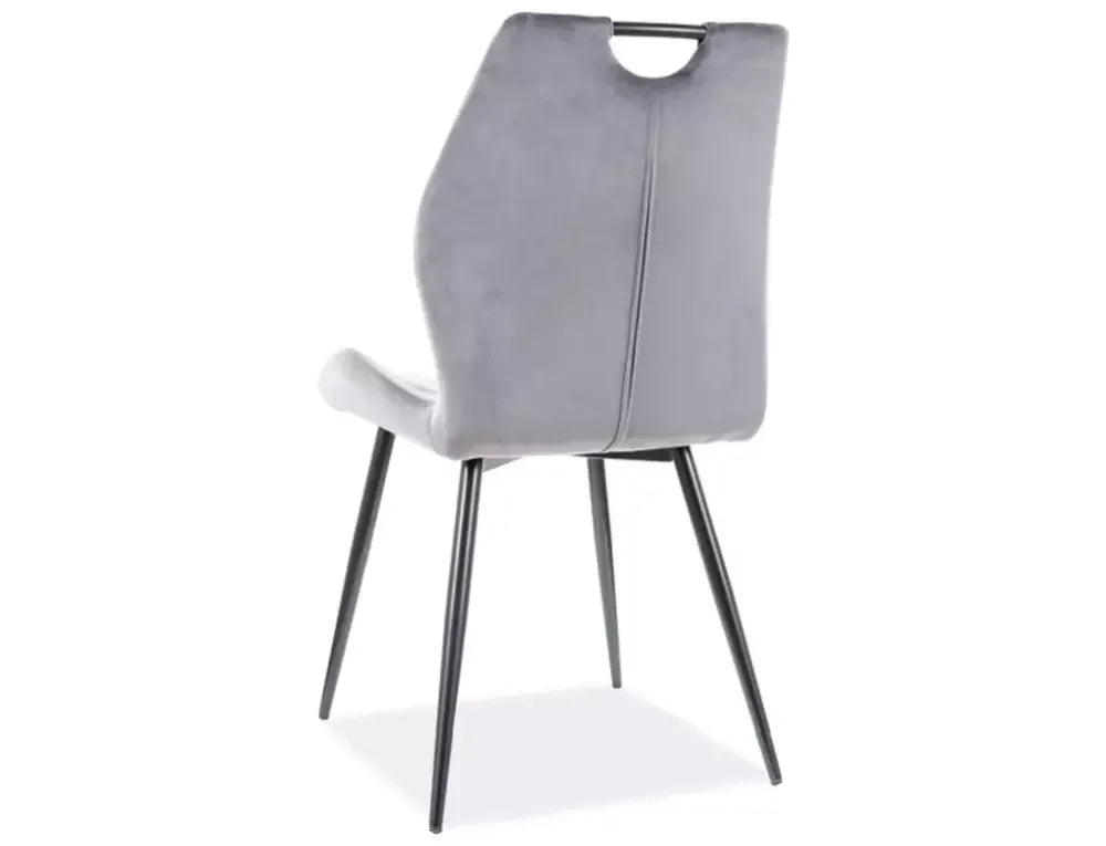 Scaun tapitat cu Catifea Gri cu picioare din Metal Negru H91xL51xA46cm Arco