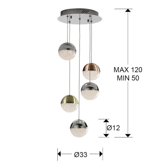 Lustra rotunda cu inaltime reglabila din Policarbonat Alb cu LED D33xH120cm Sphere