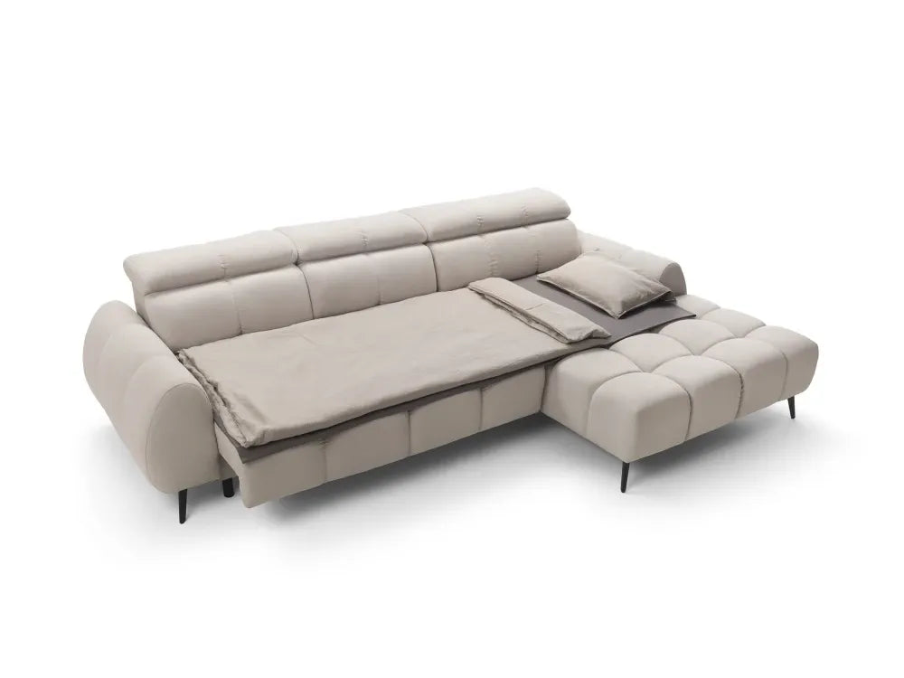 Coltar extensibil electric tapitat cu Catifea Bej Piano