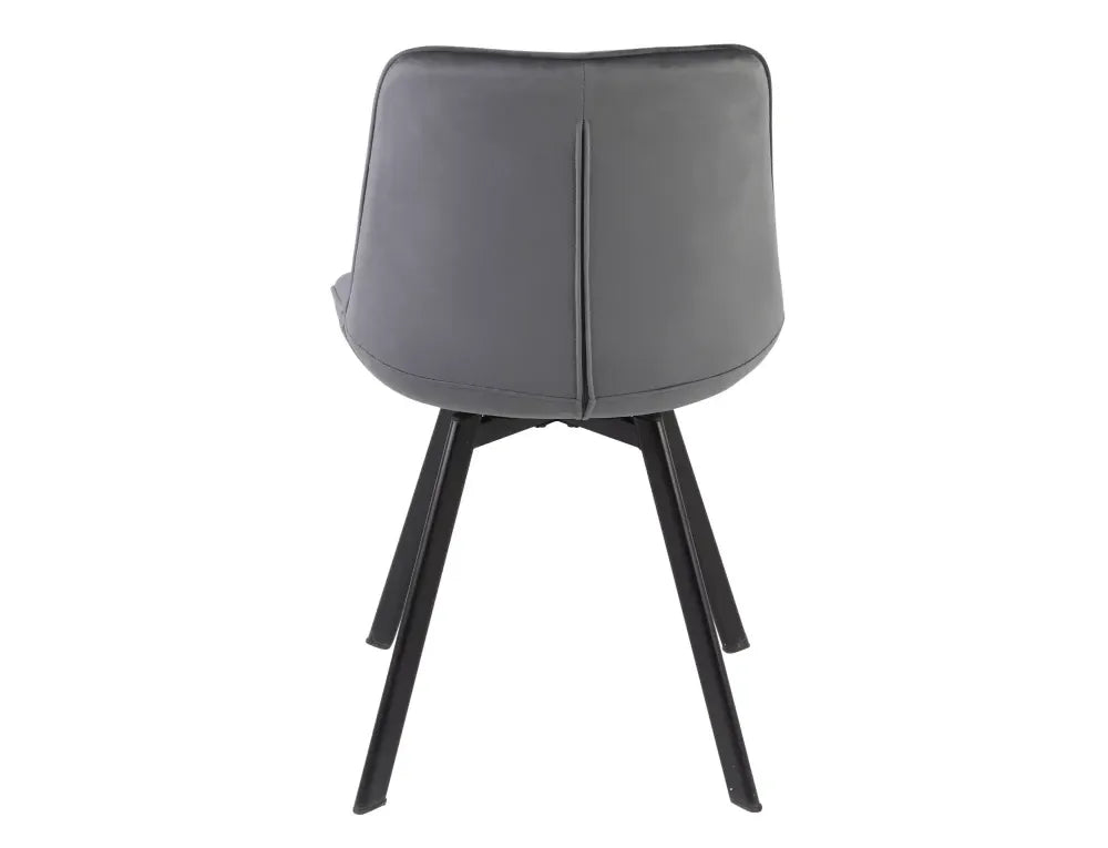 Set 2 scaune din Catifea Gri si Metal Negru Hx88Lx51xA60cm Monti