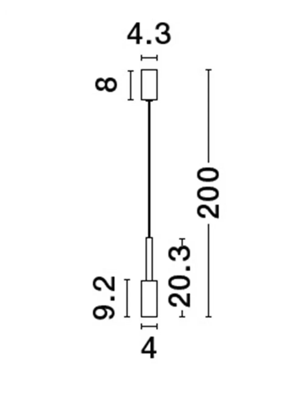 Pendul din Aluminiu Negru H200xL4cm IP20 7W 703lm 3000k JOY