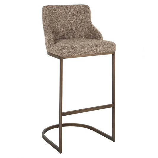 Set 2 scaune de bar din Stofa Maro si Metal Alama L48xH103cm Bolton Richmond interiors