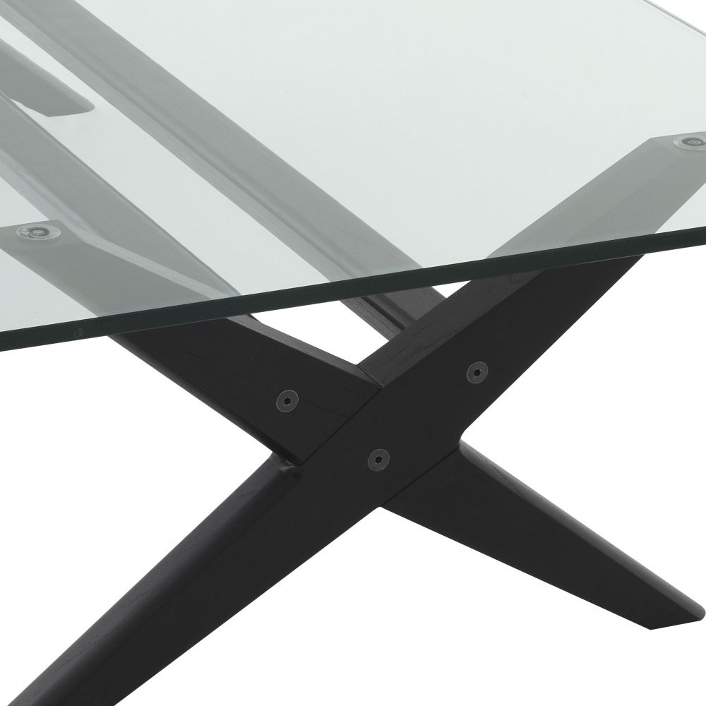 Masuta de cafea Dreptunghiulara din Lemn de mindi si Sticla Negru/Transparent L160xH41cm Maynor