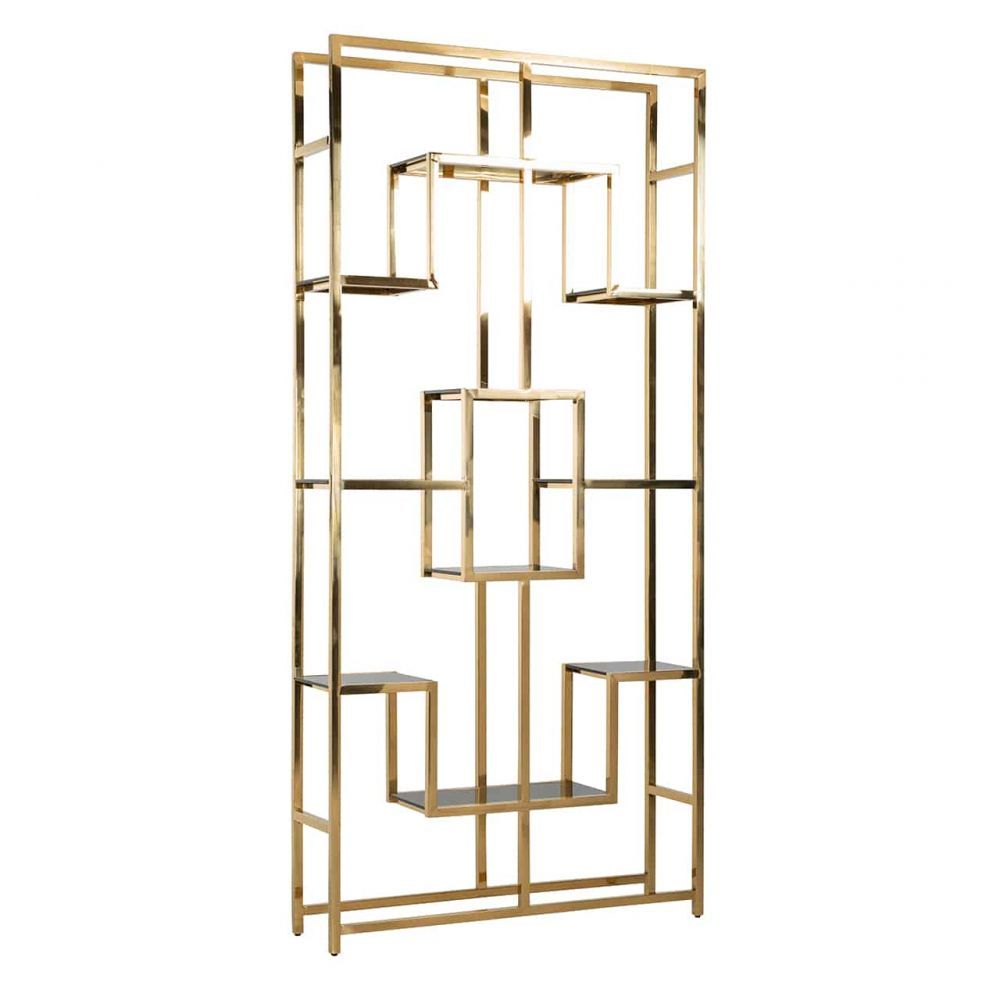 Raft din Sticla securizata si Otel inoxidabil transparent/Auriu Magnus L108xH230cm Richmond Interiors
