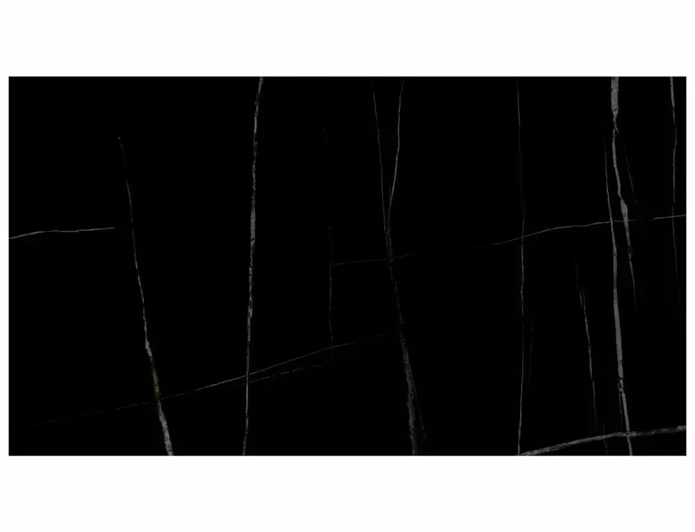 Masa Dreptunghiulara de 12 persoane din Sticla securizata+Ceramica Negru Sahara noir si Metal Argintiu L160-240xH76cm Moncler