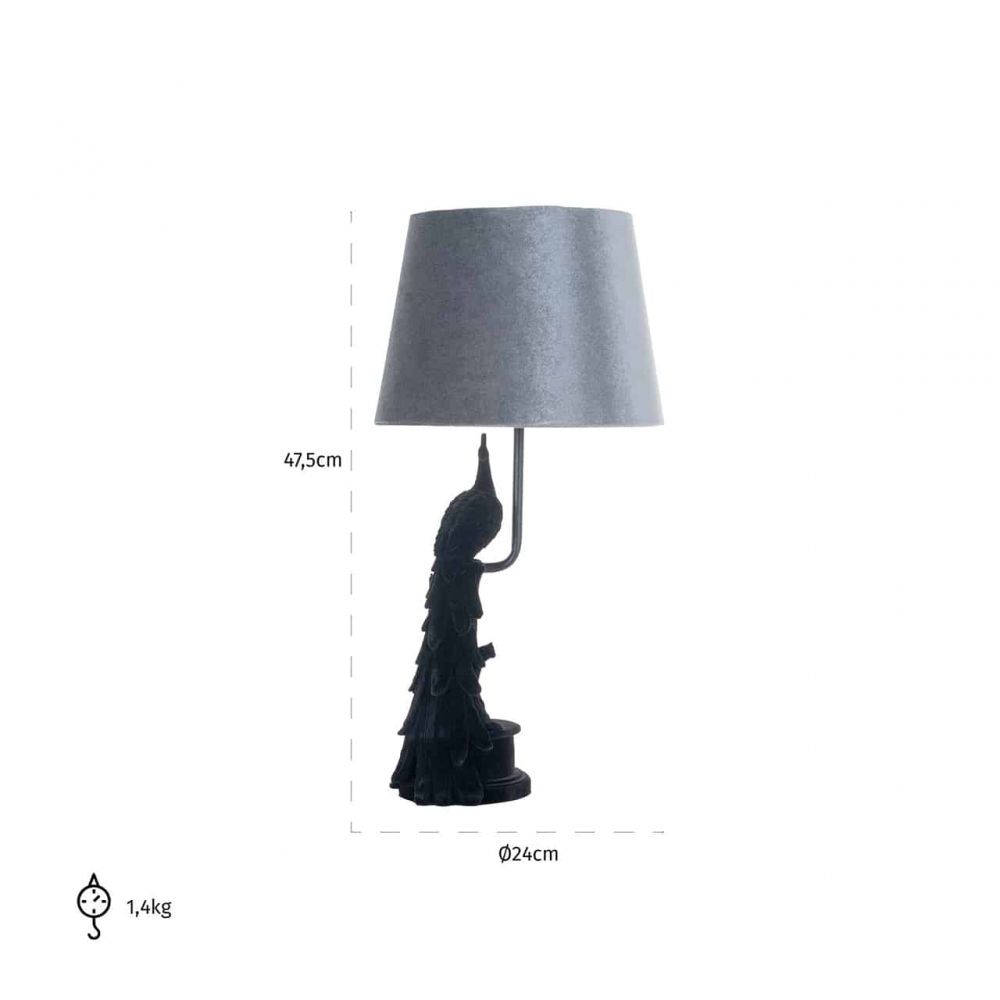 Veioza din Textil si Polirasina Gri/Negru D24xH48cm Thabo