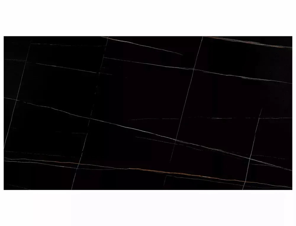 Masa Extensibila de 10 persoane din Ceramica Negru mat cu efect de marmura si Metal+MDF Negru/Maro L160-220xH75cm Genesis