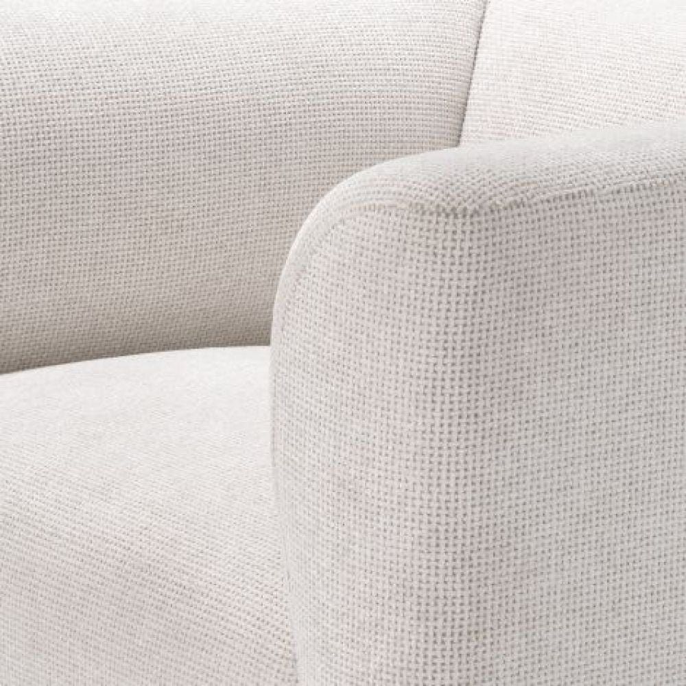 Fotoliu tapitat cu Material Textil Alb cu baza din Metal Negru H71xL105xA93cm Corso