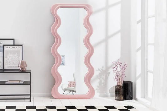 Oglinda cu rama din Poliuretan/MDF Roz H160xL70cm Curvy
