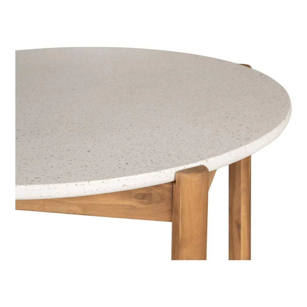Masa de exterior cu blat din Terrazzo Alb si picioare din Lemn de salcam Maro D185xH95cm Terracina