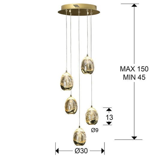 Lustra rotunda cu inaltime reglabila din Sticla Transparent cu LED D30xH150cm Rocio