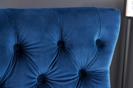 Scaun de bar tapitat cu Catifea Albastru cu picioare din Otel inoxidabil Argintiu H116xL51xA60cm Castle Deluxe