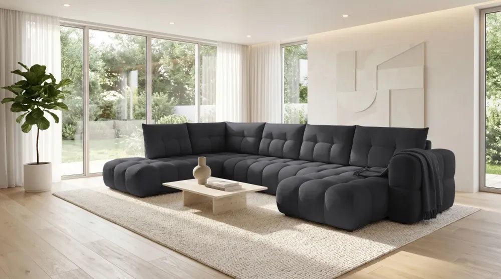 Coltar in forma de U tapitat cu material pet friendly Alias begruL374 x 219cm