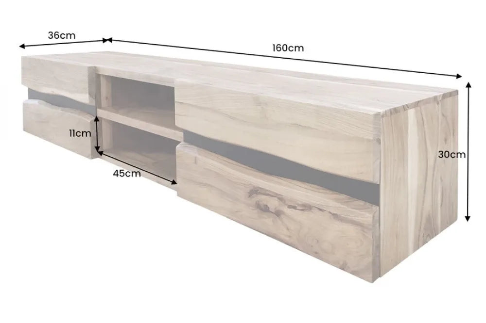Comoda TV suspendata din Lemn de salcam Maro L160xH30cm AMAZONAS