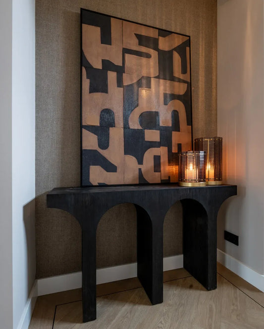 Tablou din Panza|Lemn de pin|Polistiren Maro/Negru L100xH140cm Cascade