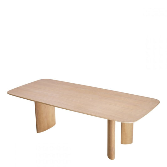 Masa Dreptunghiulara Harmonie S Eichholtz din Furnir de stejar Bej de 6-8 persoane L241xH77cm