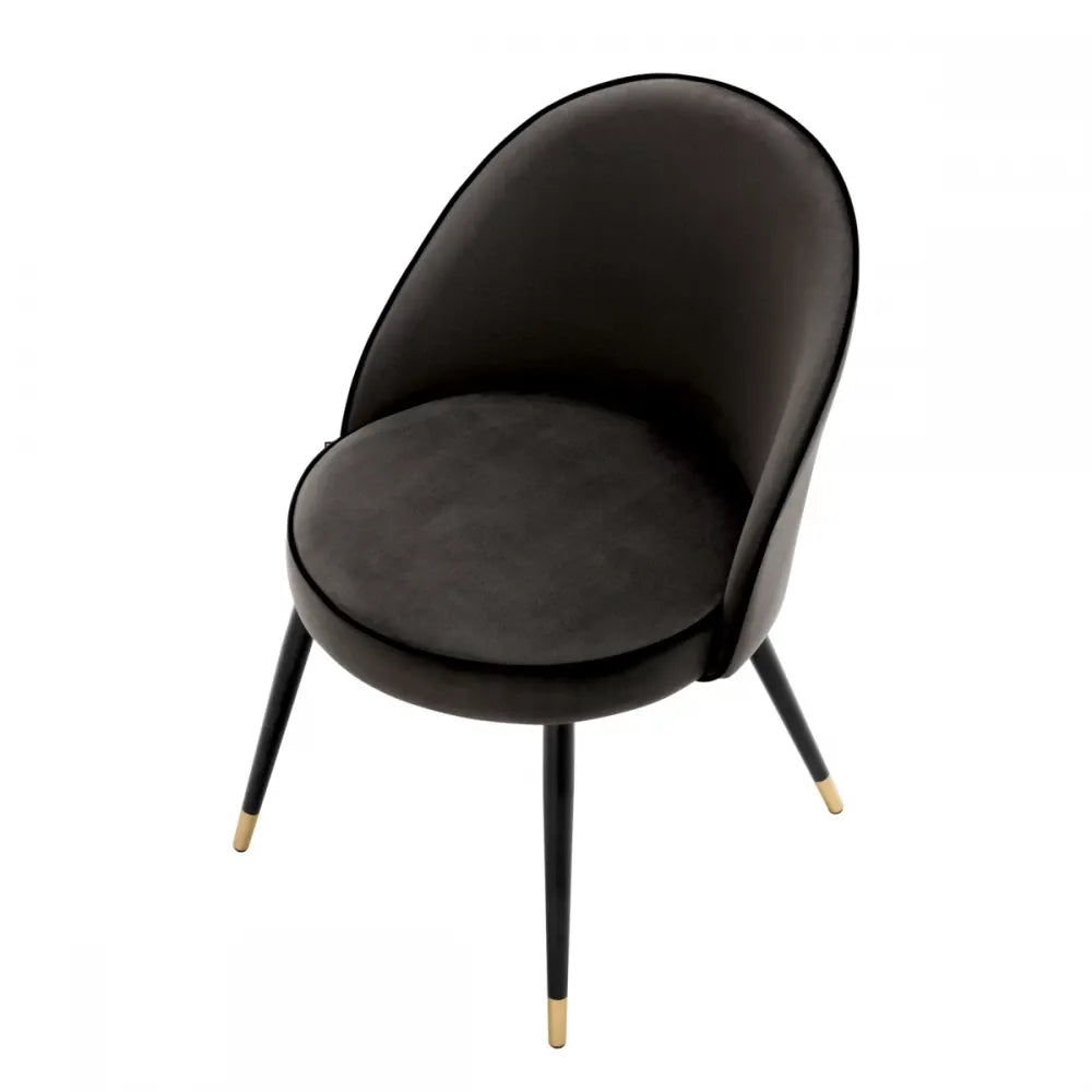 Set 2 scaune tapitat cu Catifea Gri deschis cu picioare din Metal Negru/Auriu H83xL55xA64cm Cooper Eichholtz